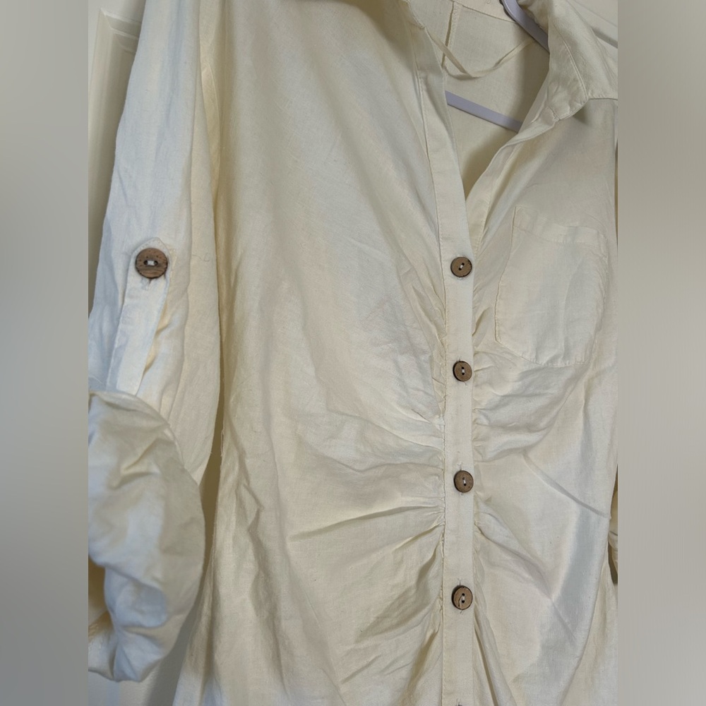 Zara Oyster White Button-Up Shirt Dress Size M - Picture 9 of 12
